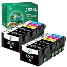 10PK T252XL 252 XL Ink Cartridge Replacement For Epson WorkForce WF-3620 WF-3640