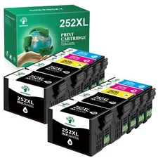 10PK T252XL 252 XL Ink Cartridge Replacement For Epson WorkForce WF-3620 WF-3640
