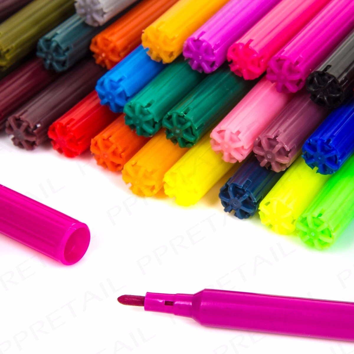 50Pc FINE FIBRE FELT TIP PENS SET WASHABLE LARGE RANGE