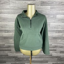 VICTORIA'S SECRET 1/4 Zip Up Mock Neck Green Fleece Sweatshirt Women's Size M