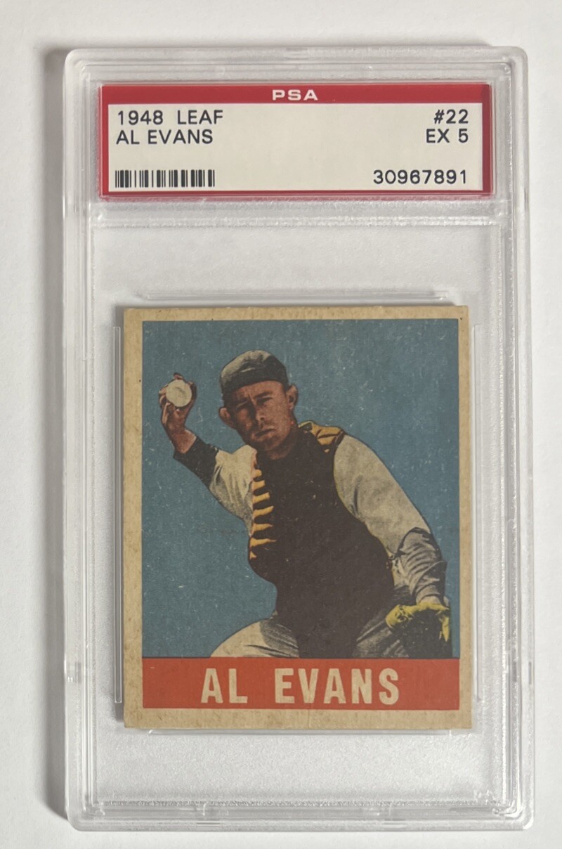 1948 LEAF #22 AL EVANS ROOKIE PSA 5 ⚾️ WASHINGTON SENATORS!