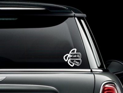 US Air Force I Love My Airman Dog Tags Vinyl Car Truck Window Decal Sticker