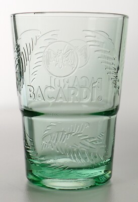 Bacardi Rum Longdrinkglas Palmenrelief Klar Grün Cocktailglas Mojito Bar 8559