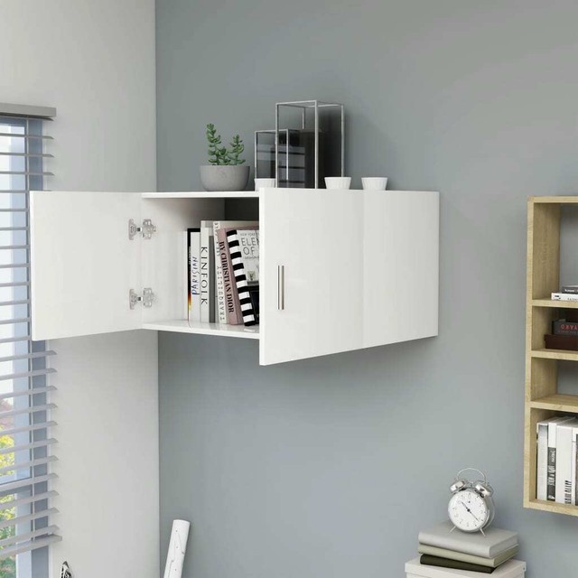 Vidaxl Wall Mounted Cabinet White Chipboard Storage Floating Hanging Chest For Vidaxl Wall Mounted Cabinet White, Floating Storage Cabinet