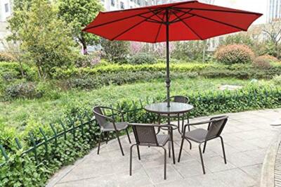 better homes and gardens red patio umbrella JEAREY 8 ft. x 10 ft. Steel Rectangular Market Umbrella in Red