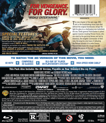 NEW 300 RISE OF AN EMPIRE 3D (2014) - Blu-ray disc only in clear plastic sleeve - Picture 3 of 3