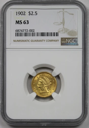 1902 $2.5 NGC MS 63 Liberty Head Gold Quarter Eagle