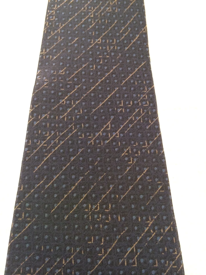 CORBATA HOMBRE EMANUEL UNGARO 3,25 X 57 NEGRA CON RAYAS AZULES Y DORADAS Foto 3 de 4