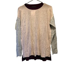 Tahari Sweater Jumper Purple Colorblock Extra Fine Merino Wool Size Medium NWT