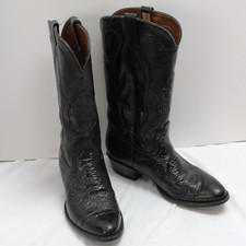 Vintage Men's Cowtown Black Leather Cowboy Boots Sz 9 D Western