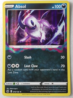2022 Pokémon SWSH Absol-Holo PSA10 HOLO Absol 076/159 NM / M - Crown Zenith Pokemon Card