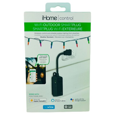 iHome ISP100 Outdoor HomeKit Smart Plug Weather Resistant WiFi Holiday Lights