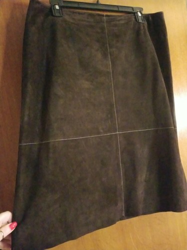 Falda vintage CLASSICAS ENTERAS Boho para mujer gamuza marrón chocolate talla 14 forrada - Imagen 7 de 11
