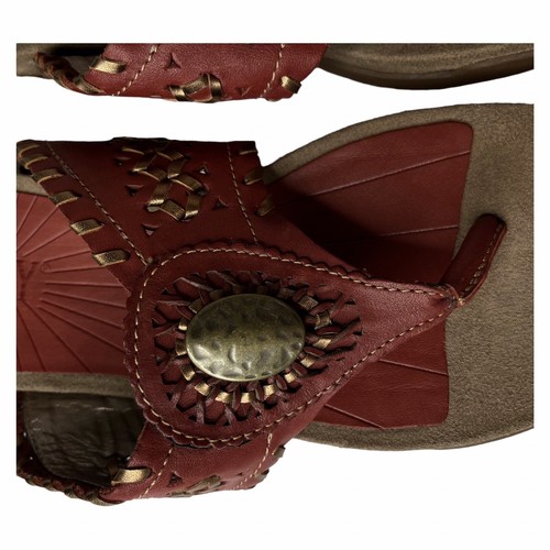 ARRAY Womens Size 8.5M MOKI Woven HUARACHE Thong Sandals Leather Uppers Bronze - Picture 4 of 9