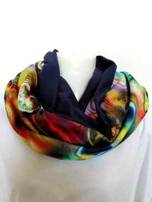 Dicker Loop Sweat Universum Galaxy bunt blau Unikat handgenäht Hingucker Neu