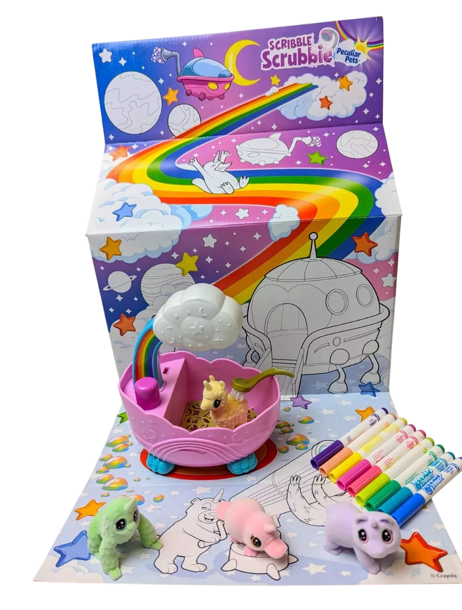Crayola Scribble Scrubbie Peculiar Pets Rainbow Tub Set, Kids Pet