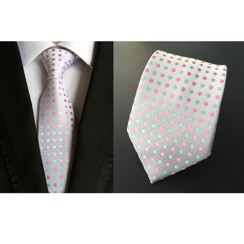 Men Polka Dots 8cm Wide Tie Jacquard Polyester Casual Formal Flower Necktie - Picture 10 of 27