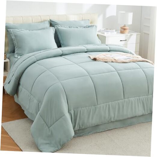Queen Size Comforter Sets with Sheets 7 Full/Queen (7 Piece) 07 - Aqua Blue