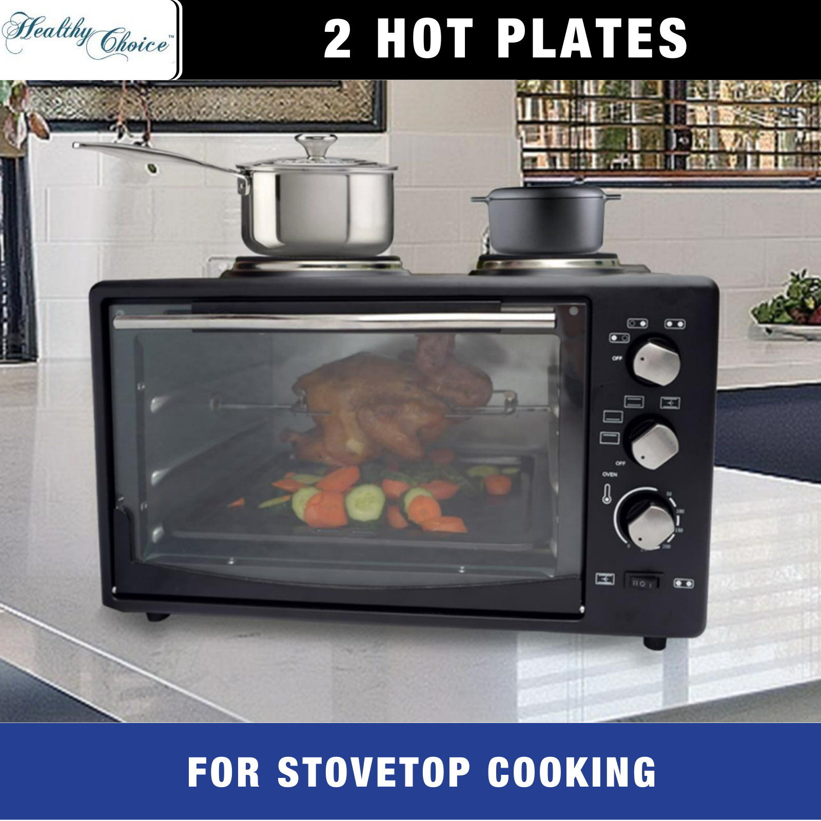 Portable Electric Oven with Hot Plates Kitchen Benchtop Grill