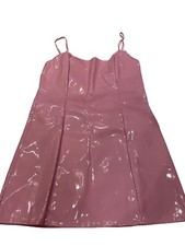 PrettyLittleThing Baby Pink PU Bodycon Dress Size 10