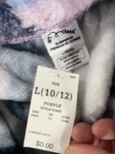 Art Class Girls Cozy Sherpa Pajama Set, Purple Plaid, Top Size S / Bottom Size L - Picture 11 of 12