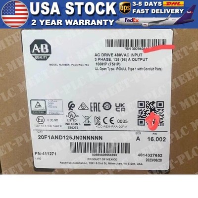 New Allen-Bradley 20F1AND125JN0NNNNN AB PowerFlex Air Cooled 753 AC Drive