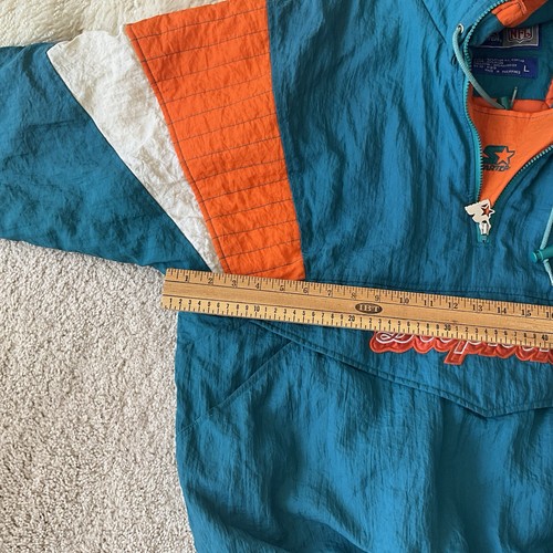 Vintage 90s NFL Starter Miami Dolphins Jacket Mens Size Large Pullover 1/2 Zip - Bild 10 von 13