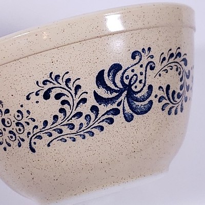 Vintage PYREX Homestead 401, 402, 403 Blue Floral Speckled Brown