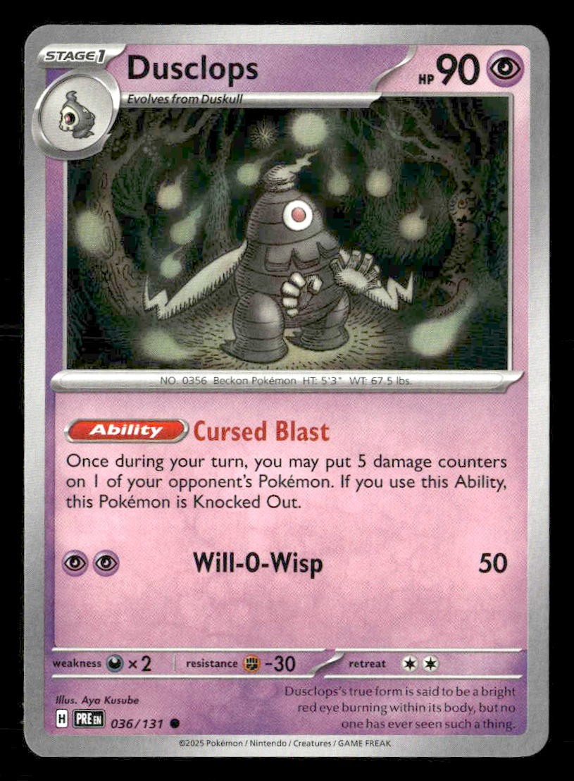 Dusclops Common SV: Prismatic Evolutions 036/131 NM