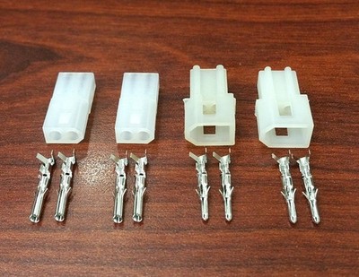 2 Pairs of 2 Circuit Molex 0.093'' Male and Female Connectors w/Pins