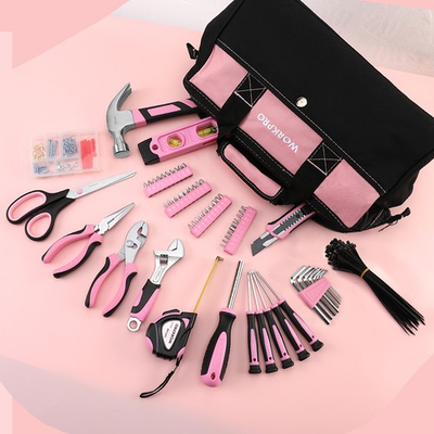 #ad WORKPRO 263PC Pink Tool Kit Household Hand Tool Set Home Repair Bit Plier Wrench $45.99