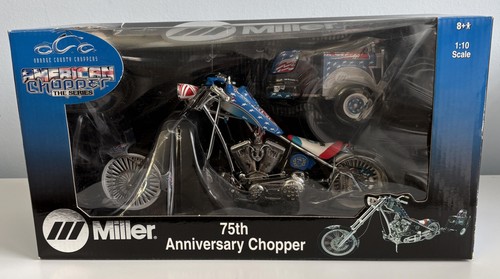 JoyRide Miller American Chopper 75th Anniversary 1:10 Diecast Motorcycle Blue