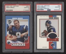 2001 Upper Deck Vintage BASE & JERSEY Threads #251 Drew Brees RC! PSA 10 GEM LOT