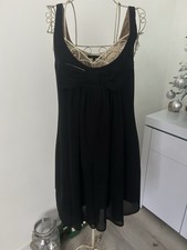 Next Women Black Empire Waist Cocktail Dress Size 8 Bow Detail