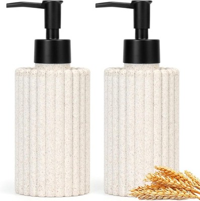 Topsky 2er Set Kunststoff Seifenspender (300ml) -Strohfarben Nachfüllbar - Für H