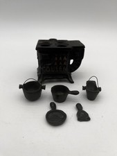 Vintage Cast Iron Miniature Queen Wood Stove Dollhouse Kitchen Toy