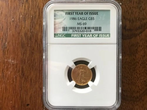1986 $5 (1/10 oz) American Gold Eagle NGC MS69 First Year of Issue