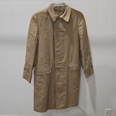 TREEMCOAT Beige Long Trench Coat Men's 36 Regular Button Front Point Collar