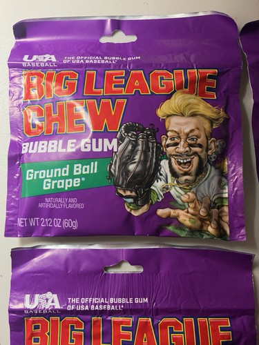 BIG LEAGUE CHEW BUBBLE GUM Ground Ball Grape FOUR 2.12 oz Packs Exp. 8/27 - Picture 2 of 5