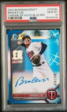 2022 BOWMAN DRAFT CHROME DP AUTO BLUE REFRACTOR BROOKS LEE /150 PSA 10 AUTO