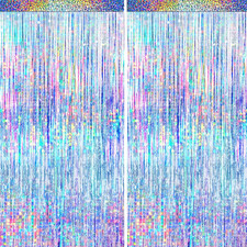 4 Packs Silver Foil Fringe Curtain, Silver Glitter Metallic Tinsel Backdrop