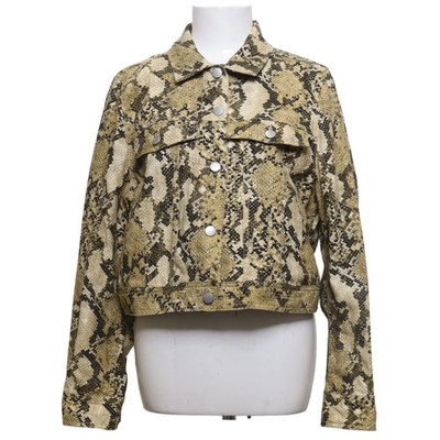 H&M, Jeansjacke, Damen, Größe: 44, Grün/Schwarz, Baumwolle, Schlangenhaut #QMg