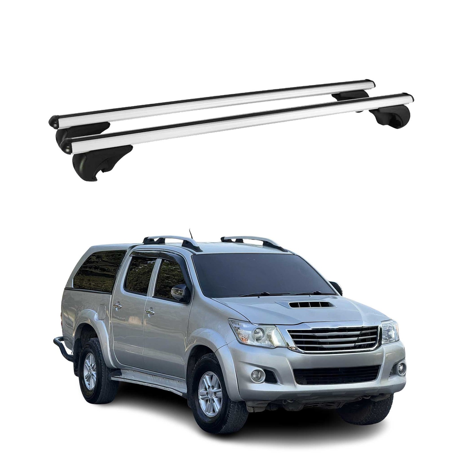 Barres de toit en aluminium argent pour Toyota Hilux 2010-2015