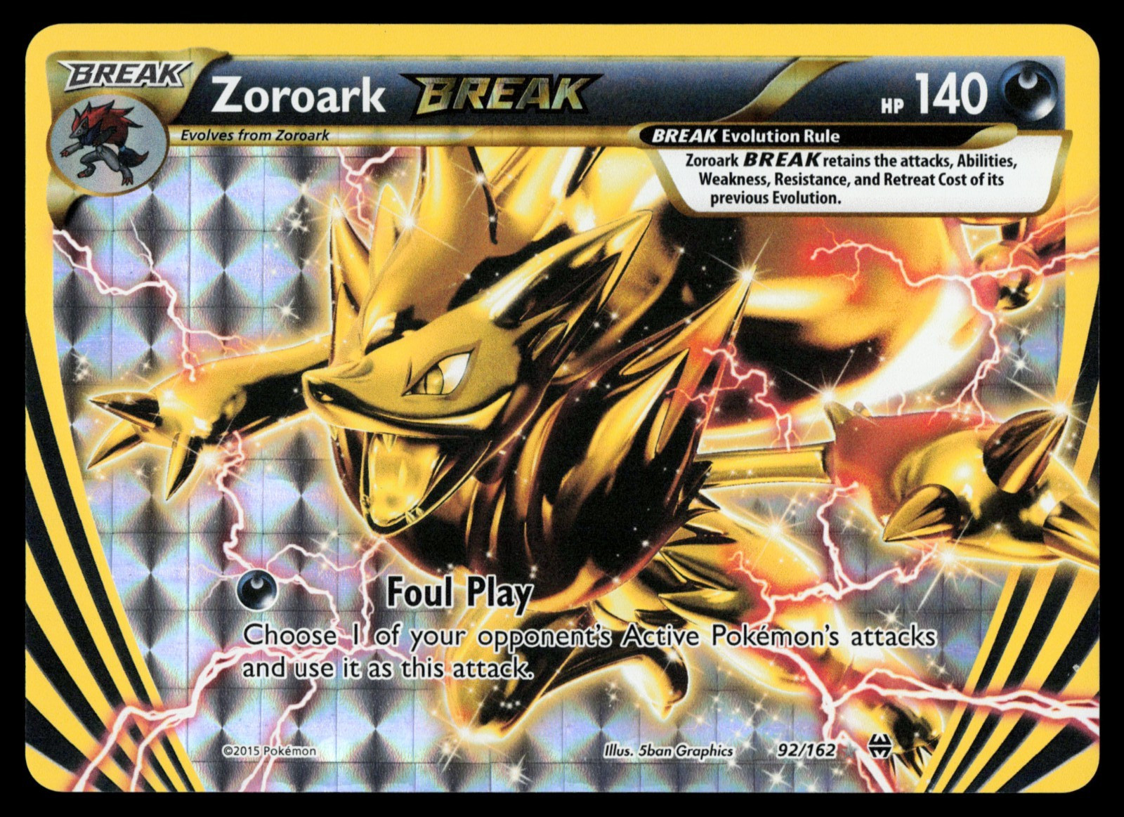 Zoroark BREAK 92/162 Breakthrough Holo Rare Pokemon Card