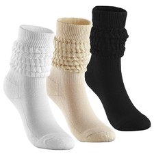 3 pairs Slouch Sock Scrunch Socks Retro Knee for Women,Soft Stack Chunky Cozy Bo