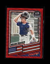 2026 Panini Stars & Stripes Prizm USA Baseball Ruby Wave #128 Nolan Traeger