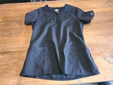 Dickies Women's V-Neck Scrub Top Medical Black S Short Sleeve Medical Uniform