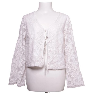 YAS, Bluse, Größe: L, YASPASSY LS TIE TOP, Weiß, Polyester, Spitze, Damen #Bx3