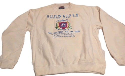 Vtg BUDWEISER Cleveland GRAND Prix NUTMEG SWEATER ADLT SZ XL 🏎️ - Picture 1 of 8