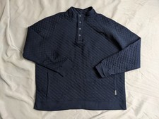 Eddie Bauer Sweatshirt Mens Size XL Blue Waffle Knit Mock Neck Pullover Cotton